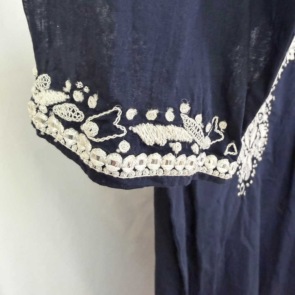 Karen‎ Kane Embroidered Tunic Top Navy Blue 1X NWT Luxury Boho Chic $158 - Picture 3 of 10